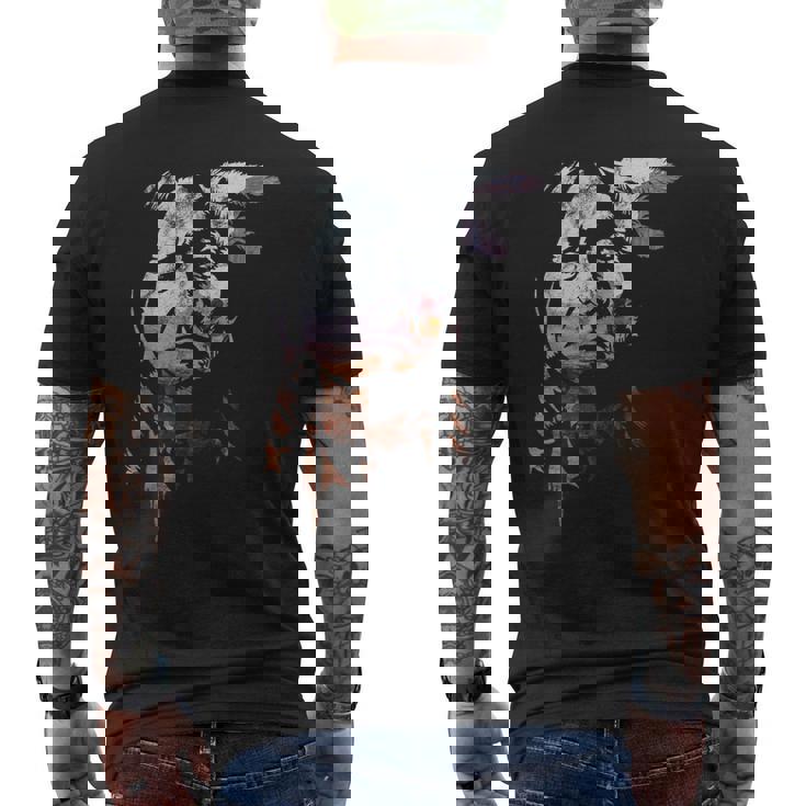 Toro Seduto Capo Dei Nativi Americani Tribù Sioux T-shirt da uomo con stampa posteriore
