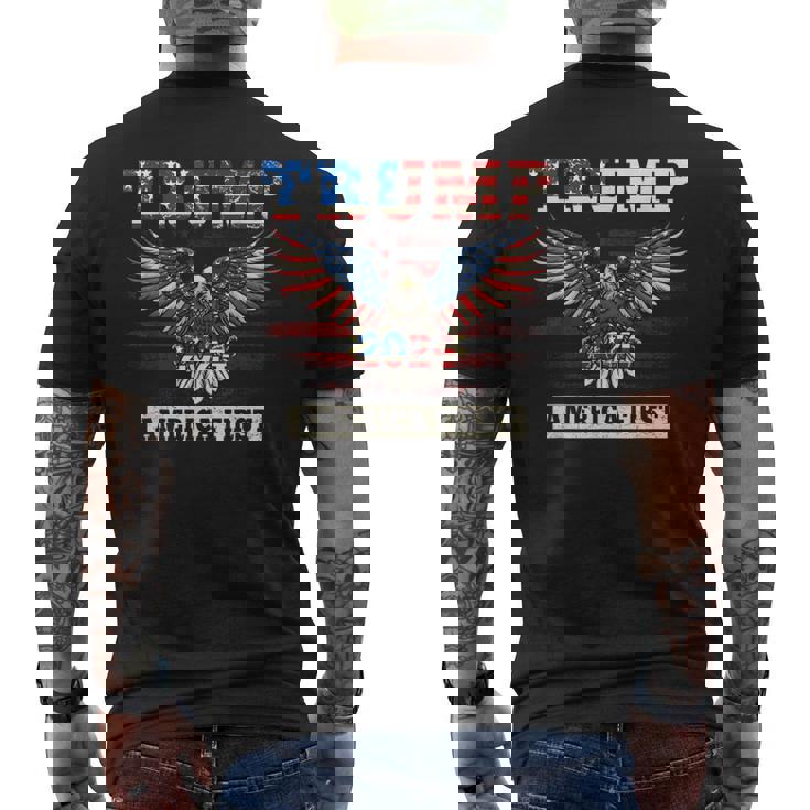 Trump 2024 America First Bald Eagle Pro Trump Bandera De Estados Unidos Camiseta Hombre Estampado Espalda