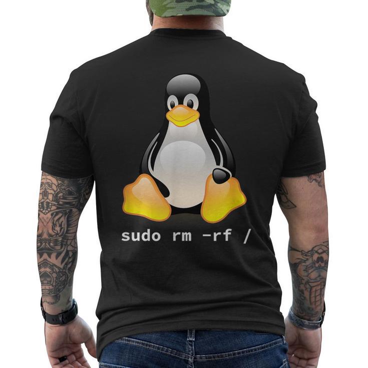 Tux Linux Penguin Sudo Rm -Rf Computer Science T-Shirt mit Rückendruck