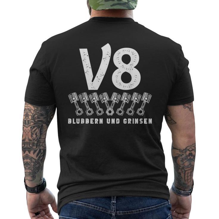 V8 Blubbern Und Grinsen Hubraum 8 Zylinder Car Lovers8 S T-Shirt mit Rückendruck