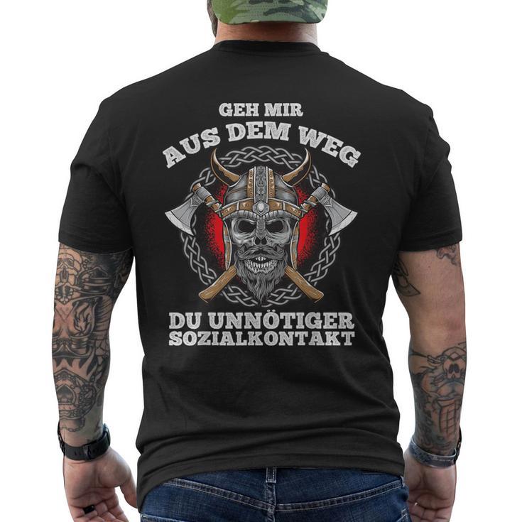 Viking Geh Mir Aus Dem Weg Du Unnecesser Sozialkontakt T-Shirt mit Rückendruck