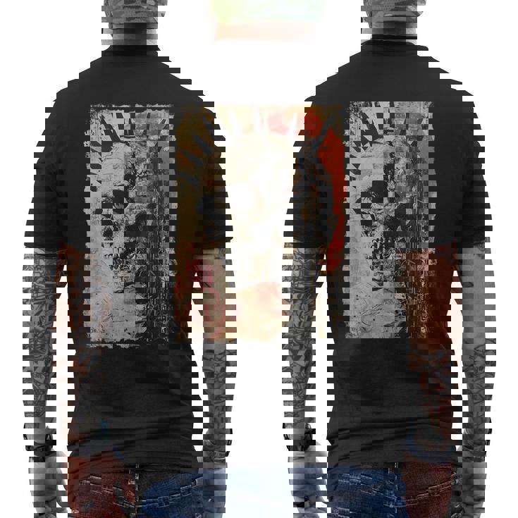 Vintage Graffiti Biker Rocker Skull Punk Horror Skull Men's T-shirt Back Print