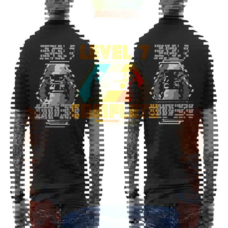 Vintage Retro 7º Aniversario De Boda Divertido Nivel 7 Completo Camiseta Hombre Estampado Espalda