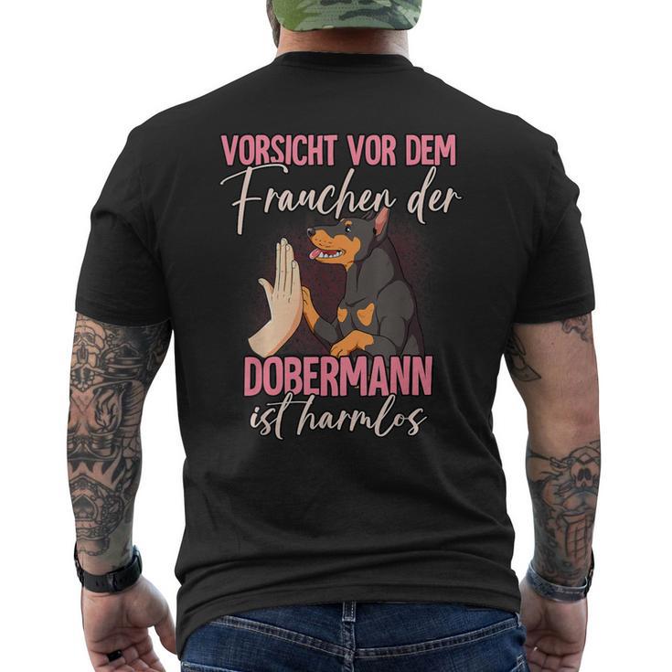 Vorsichtor Dem Frauchen Dobermann T-Shirt mit Rückendruck