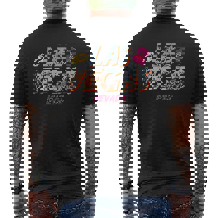 Wedding Las Vegas Nevada Bride Groom Bouquet Rings Men's Back Print T-Shirt