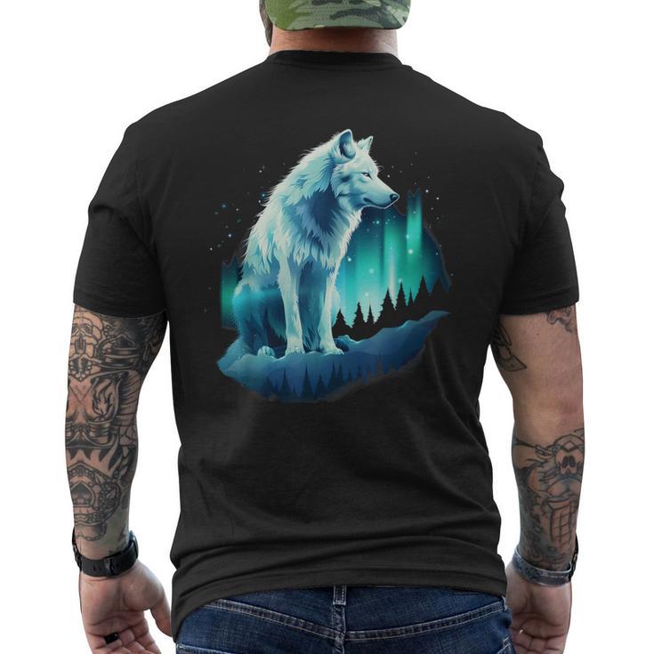 Polar Graphics Hanes T Shirt Sz L Unisex Northern Lights Alaska Wolves Blue NEW Wolf Northern Lights Alaska Arctic Up North White Wolf Lover  main image 2