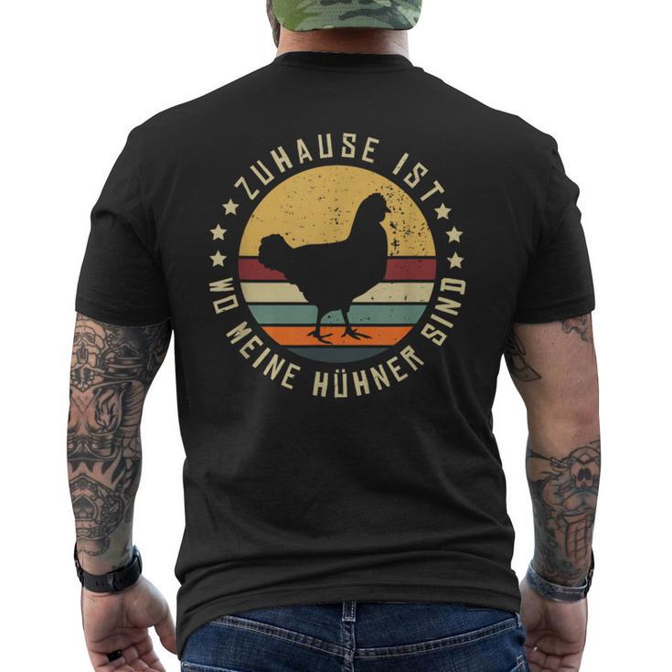 Zuhause Ist Wo Meine Hühner Sind Bauernhof Retro Huhn Henne T-Shirt mit Rückendruck