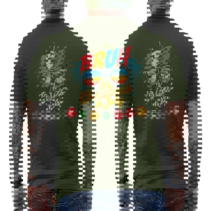 Bruh Santa Claus Sunglasses Beach Christmas In July Men's T-shirt Back Print