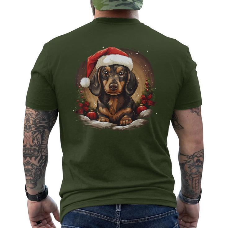 Dachshund With Santa Hat Christmas With Dog T-Shirt mit Rückendruck