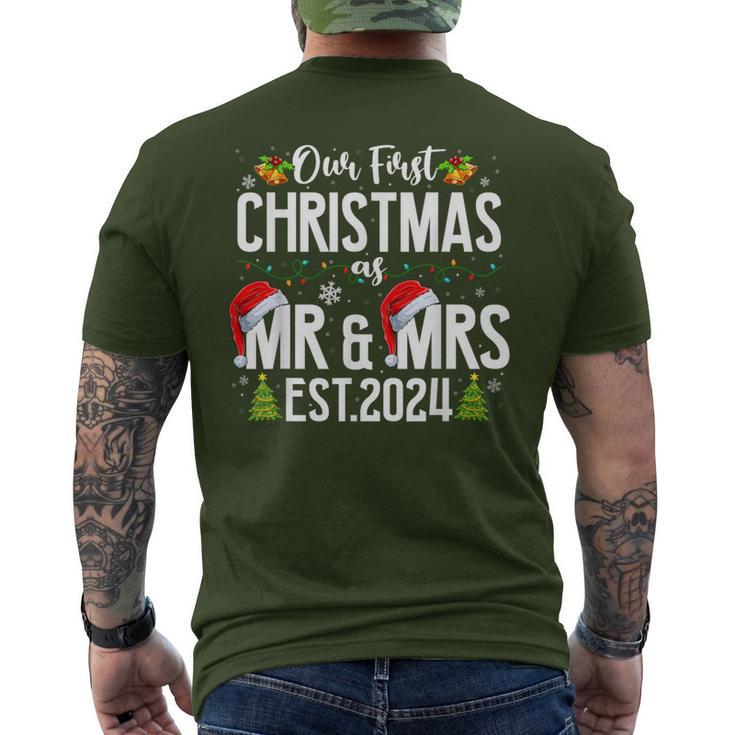 Our First Christmas As Mr Mrs 2024 Married Couples Pajamas Men s T shirt Back Print Seseable CA