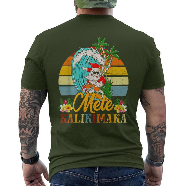 Mele-Kalikimaka Retro Santa Claus Shaka Hawaii T-Shirt mit Rückendruck