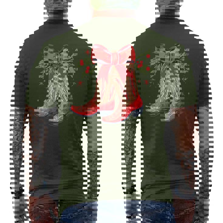 Merry And Bright Cowgirl Boot Christmas Western Cowboy Men's T-shirt Back Print