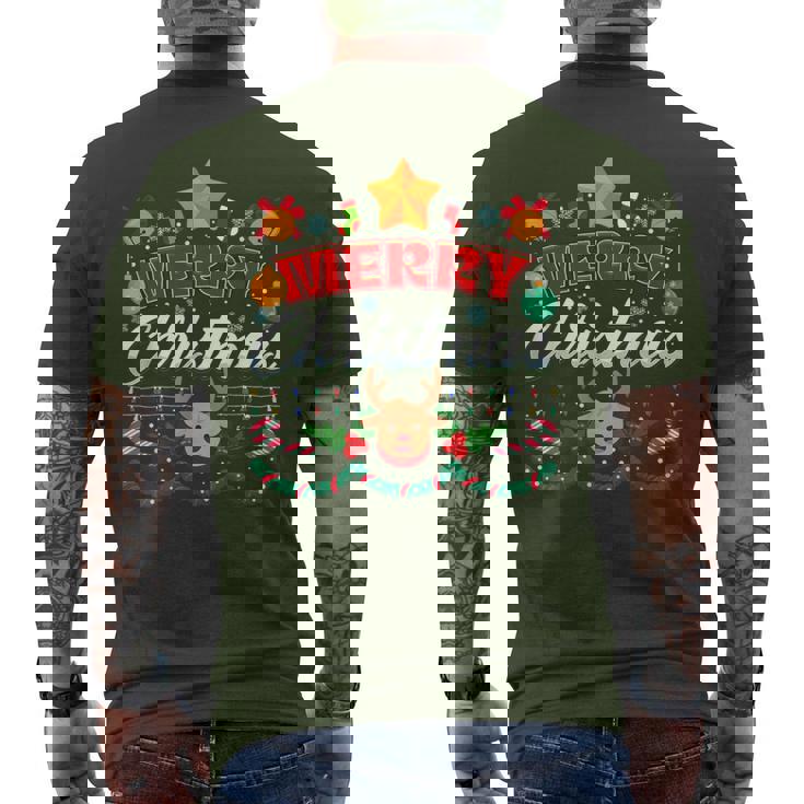Merry Christmas Reindeer Family Merry Christmas Xmas Men's T-shirt Back Print