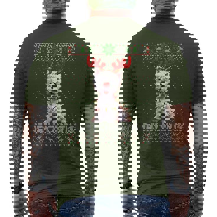 Merry Christmas Westie Dog Lover Ugly Xmas Sweater Pajamas Men's T-shirt Back Print