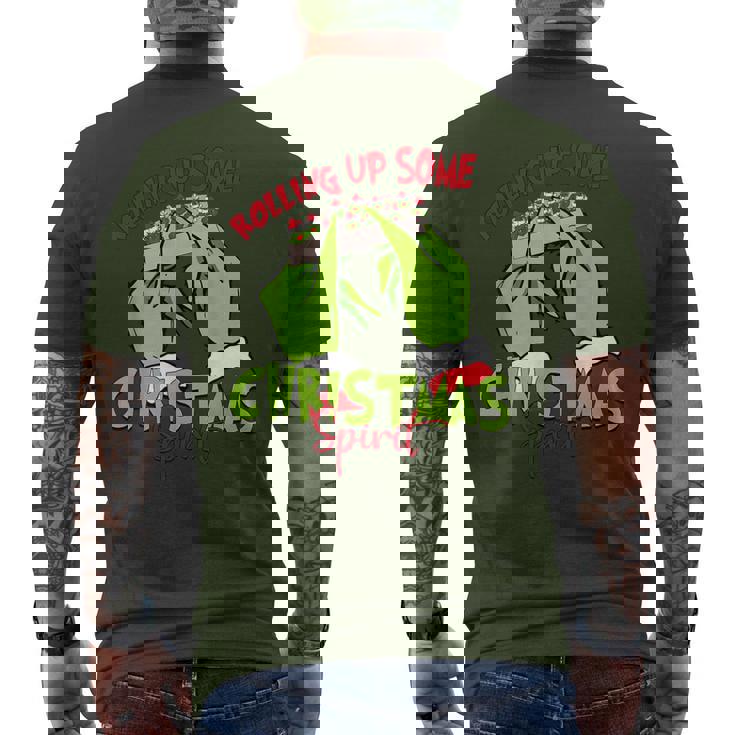 Rolling Up Some Christmas Spirit Xmas Santa Pajamas Holiday Men's T-shirt Back Print