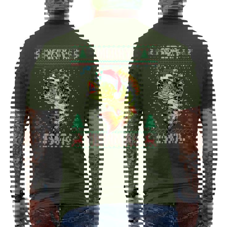 Ugly Fishing Christmas Bass Fish Apparel Merry Fishmas Men's T-shirt Back Print