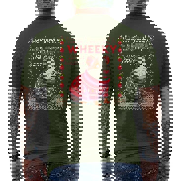 Wheeky Little Christmas Ugly Sweater Guinea Pig Men's T-shirt Back Print