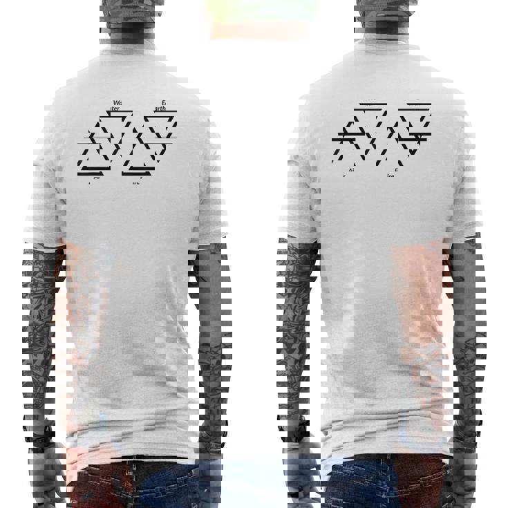 Air Feu Eau Terre Quatre Éléments Symboles Triangle Grec T-shirt imprimé au dos