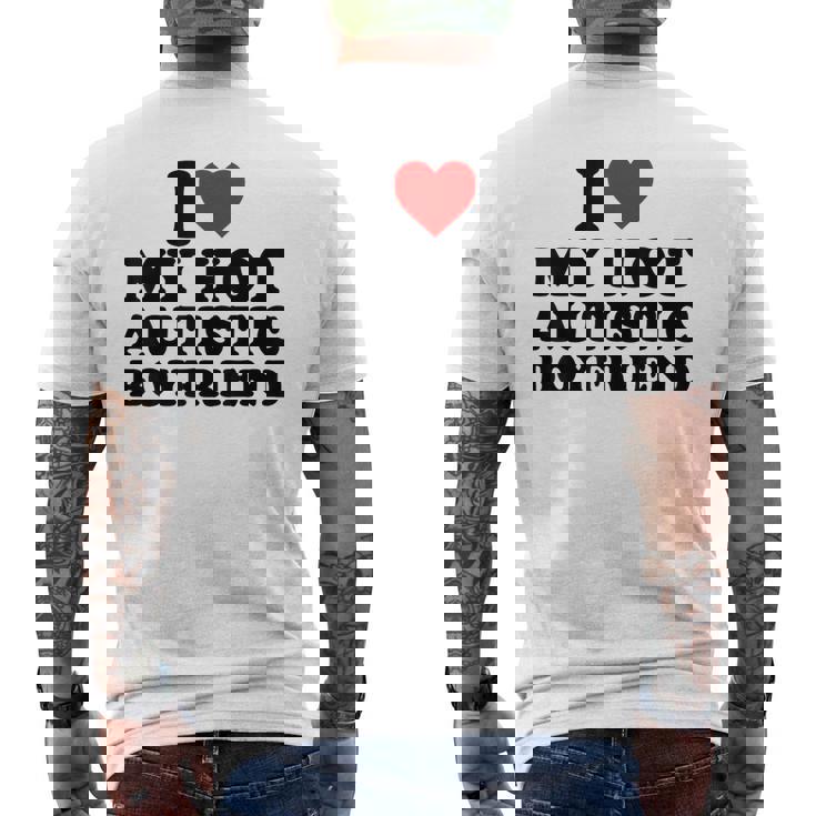 Amo Il Mio Caldo Autistico Fidanzato Cuore Il Mio Autismo Bf T-shirt da uomo con stampa posteriore
