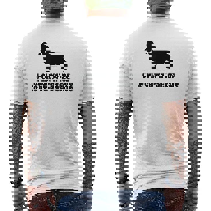 Bassotto A Pelo Duro Seguo Il Mio Naso Non I Tuoi T-shirt da uomo con stampa posteriore