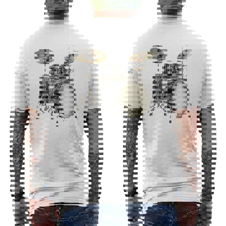 Batterie Instrument De Musique Motif Illustration Batterie T-shirt imprimé au dos