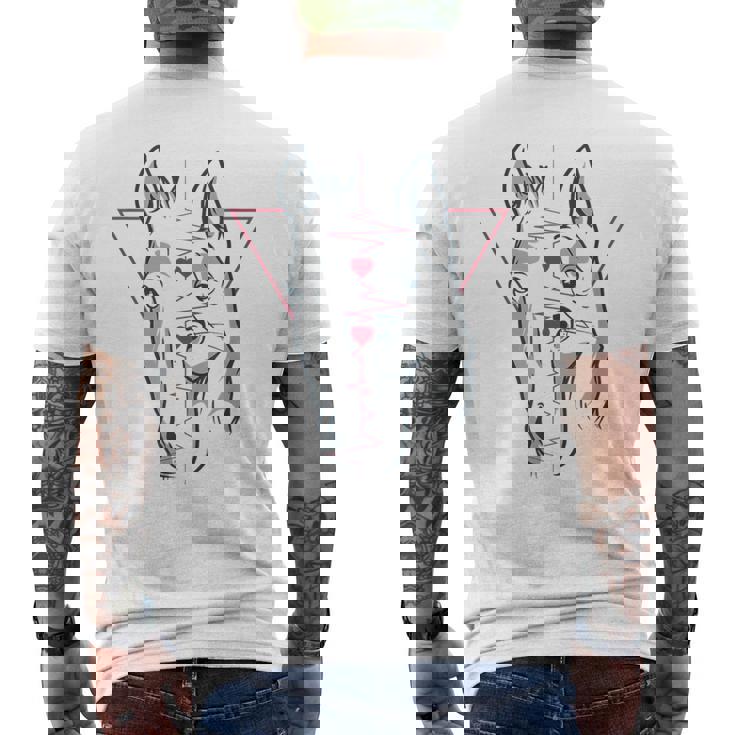 Cavallo E Cane Con Battito Cardiaco Regalo Per Equitazione T-shirt da uomo con stampa posteriore
