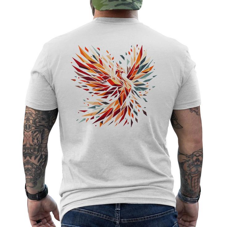 Cooles Phönix-Vogel-Symbol Im Kubismus-Kunst-Stil Weihnachten T-Shirt mit Rückendruck