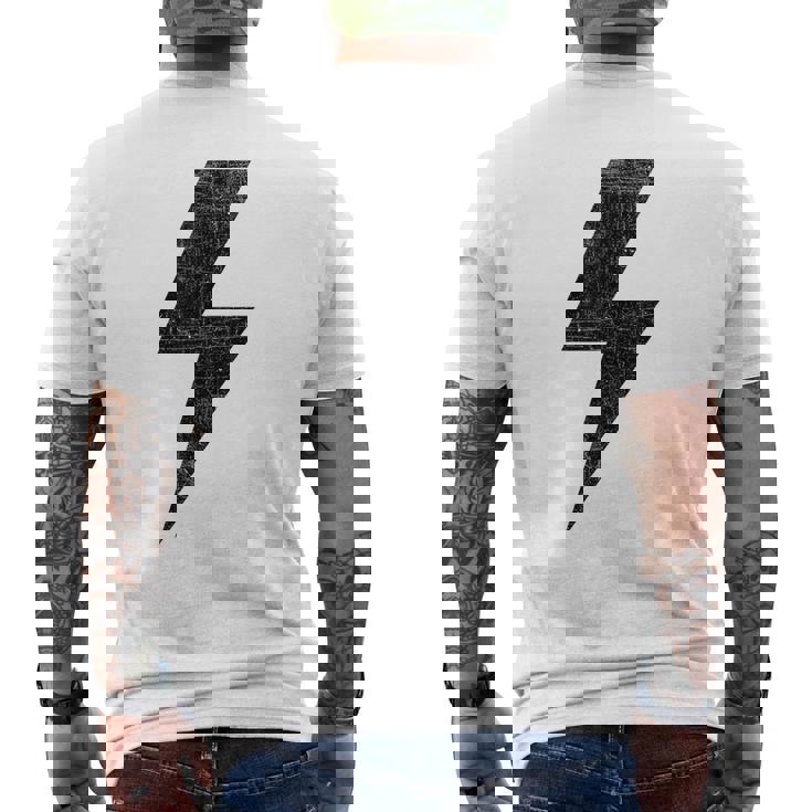 Retrò Con Fulmini Nero Invecchiato T-shirt da uomo con stampa posteriore