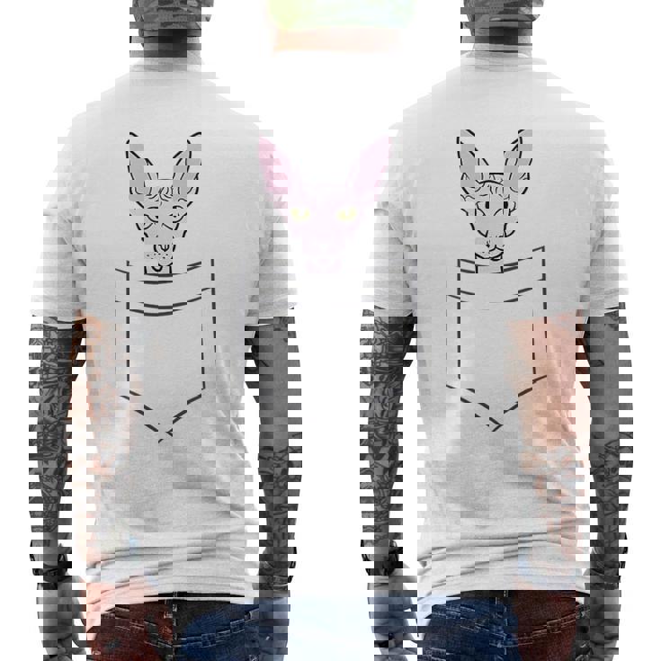 Divertido Gato Sphynx En El Bolsillo Lindo Bebé Sphynx Gato Camiseta Hombre Estampado Espalda