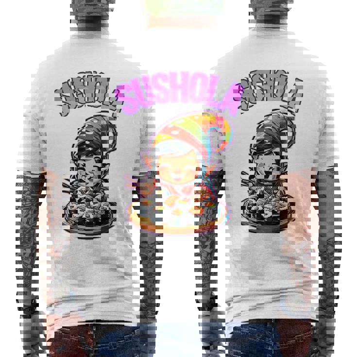 Donna Kawaii Giapponese Divertente Nano Sushola Amanti Del Sushi Maglia Con Maniche Raglan T-shirt da uomo con stampa posteriore