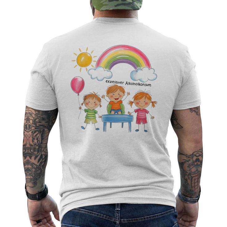 Exzessiver Alkoholkonsum X Lustige Kinder Zeichnung T-Shirt mit Rückendruck