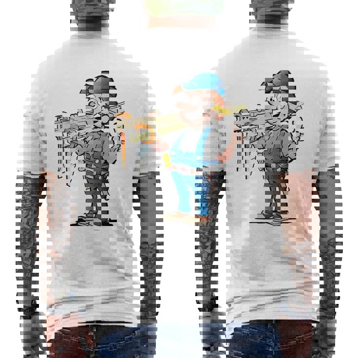 Builder Handyman Con Dibujos Animados Y Herramientas Camiseta Hombre Estampado Espalda