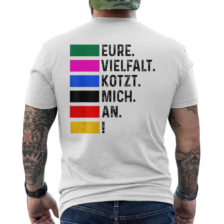 Eureielfalt Kotzt Mich An Gray T-Shirt mit Rückendruck