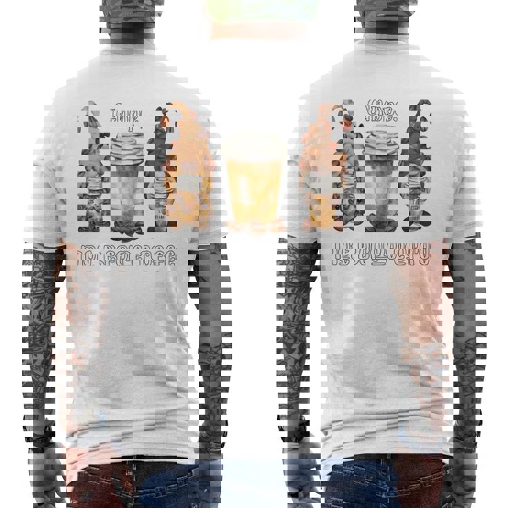 Gnope Not Before Coffee Cute Gnome Graphic Coffee Cup Beans Men's Back Print T-Shirt