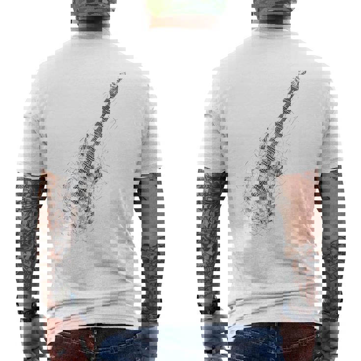 Guitarra Música Instrumento Motivo Ilustración Guitarra Camiseta Hombre Estampado Espalda