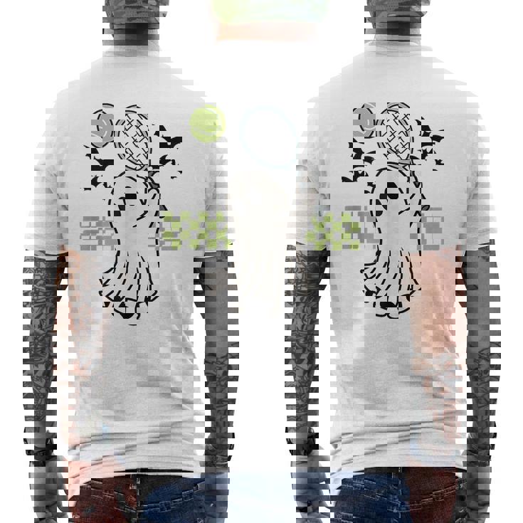 Halloween Ghost Tennis Player Retro Spooky Season Men's T-shirt Back Print