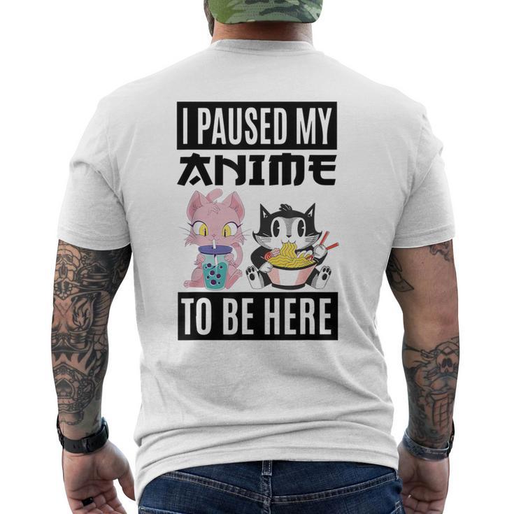 Ich Habe Meinen Anime Pausiert Hier Zu Sein Ramen Kawaii Cat Gray T-Shirt mit Rückendruck