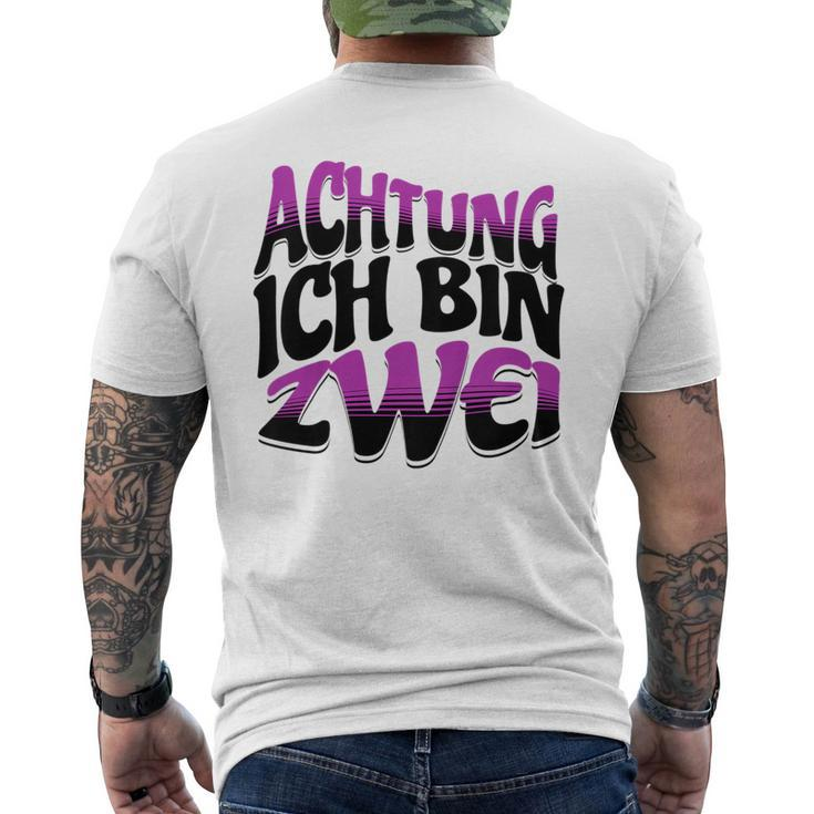 Kinder Achtung Ich Bin Zwei Geburtstag 2 Geburtstagsfeier T-Shirt mit Rückendruck