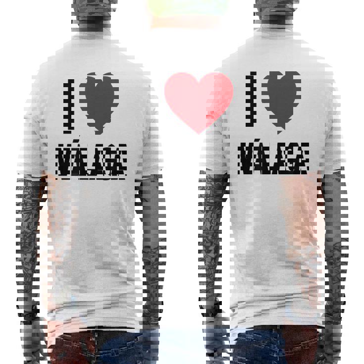 I Love Malaga Ciudad En España Con Red Love Heart Camiseta Hombre Estampado Espalda