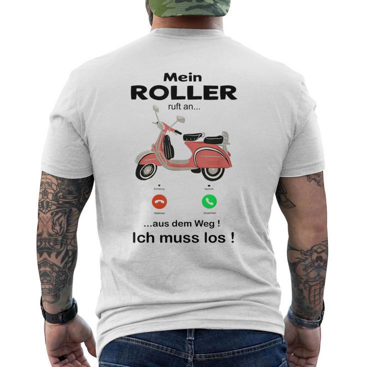 Mein Roller Ruft An Mofa Moped Retro Scooter Gray T-Shirt mit Rückendruck