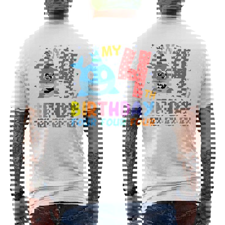 Niños My 4Th Birthday Diseño De Tiburón Para Niños Camiseta Hombre Estampado Espalda