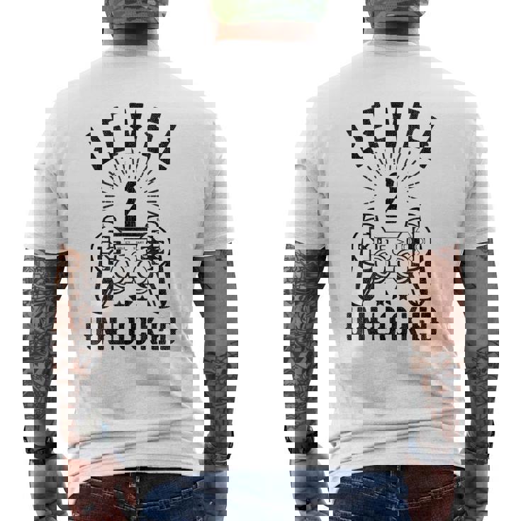 Nivel 2 Pareja Desbloqueada 2 Años Aniversario 2ª Boda Camiseta Hombre Estampado Espalda