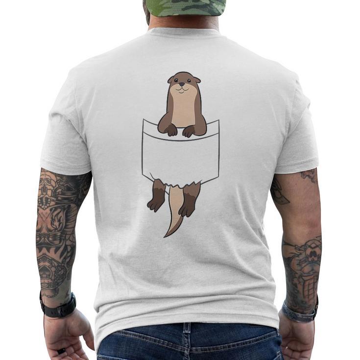 With Otter In Der Tasche Seeotter Liebe Otter Gray T-Shirt mit Rückendruck