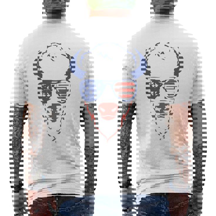 Patriotic Bison 4Th Of July Usa American Flag Fourth Of July Men's T-shirt Back Print