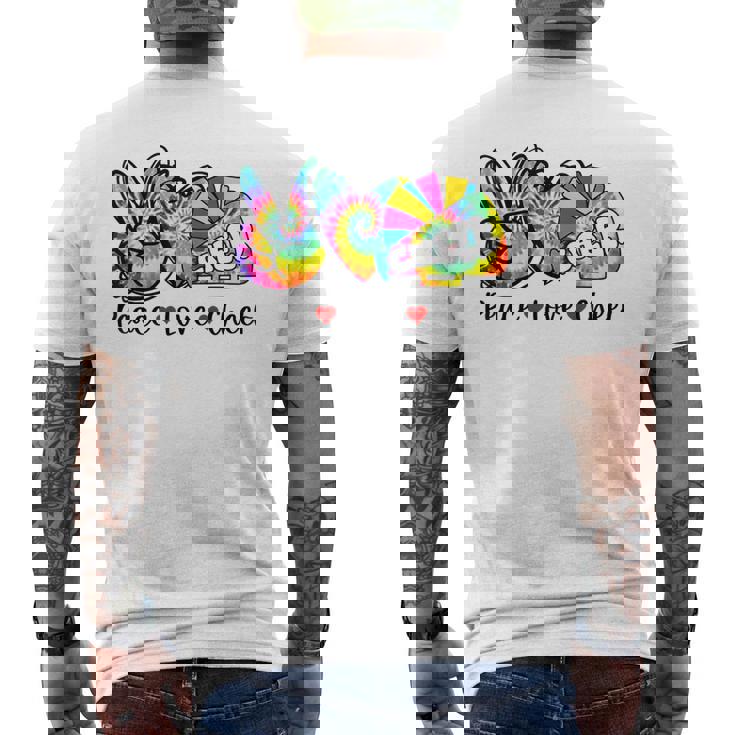 Peace Love Cheer Tie Dye Heart Cheerleading Back To School Men's T-shirt Back Print