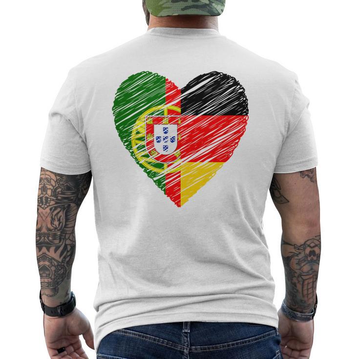 Portugal Germany Heart Germany Flag Portuguese Flag Heart Blue T-Shirt mit Rückendruck