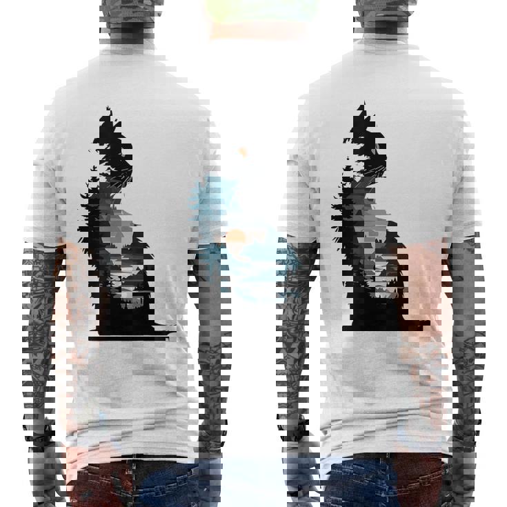 Silhouette Elegante Gatto Nero T-shirt da uomo con stampa posteriore