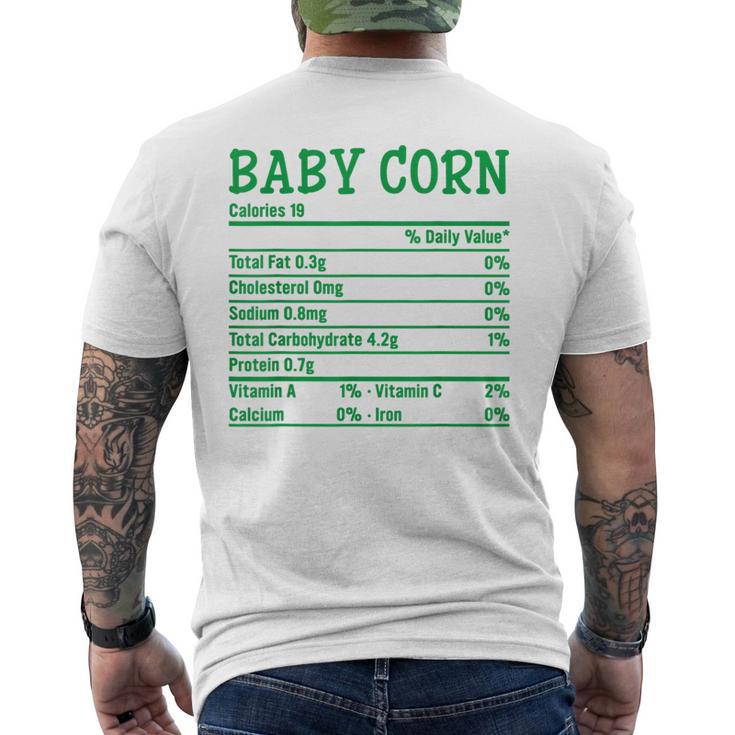 Thanksgiving Christmas Food Facts Baby Corn Nutrition Men's Back Print T-Shirt