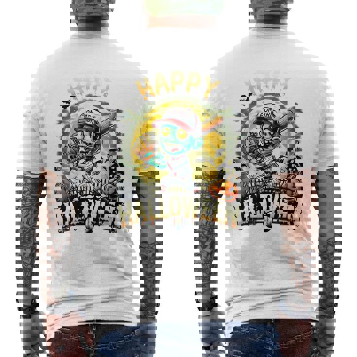 Vintage Halloween Zombie Baseball Skeleton Baseball Players Men's T-shirt Back Print