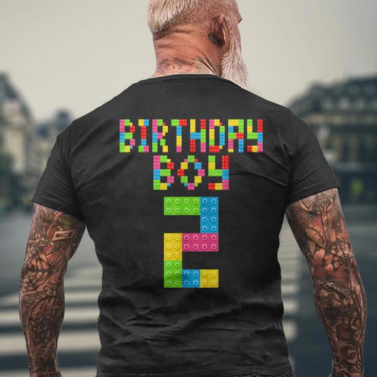 2 Geburtstag 2 Jahre Alter Junge Bausteine Bricks Boys T-Shirt mit Rückendruck Geschenke für alte Männer